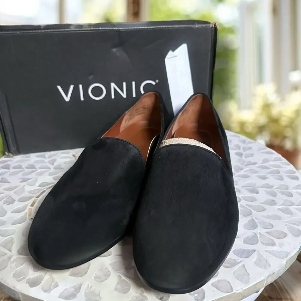 VIONIC Willa Leather Suede Slip On Flats Loafer Womens